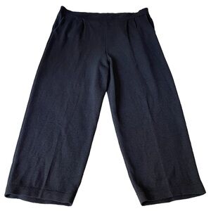 ST JOHN Santana knit pleated wide leg crop pants pull on black  size 16